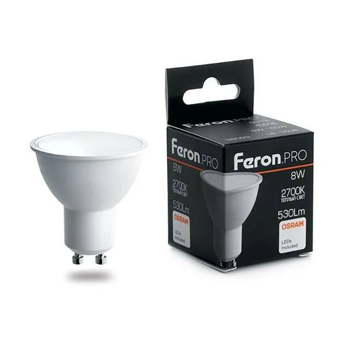 Лампа светодиодная Feron.PRO LB-1608 GU10 8W 175-265V 2700K, 38092 - Amppa.ru