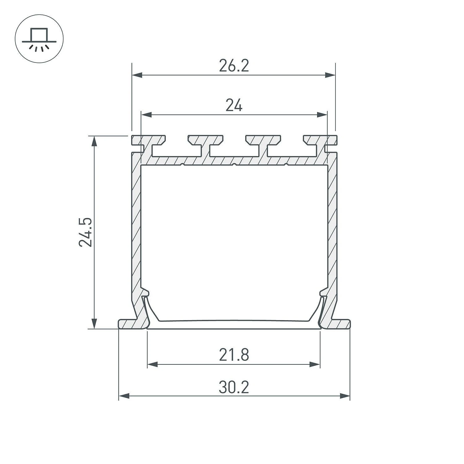 Профиль PLS-LOCK-H25-FS-3000 ANOD (Arlight