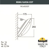 Уличное бра Fumagalli Remi/Lucia 1R3.602.000.AYE27GN1 чёрный/зеленый, опал