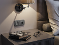 Комплект механизма 2-клавишного перекрестного выключателя 10A-250V OMEGA Антрацит серый QUANT (OP6530, VM125) (Ambrella Volt, MO653030)