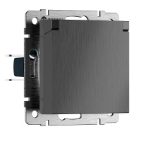 W1171204/ Электроустановочные изделия - Розетка влагозащ. с зазем. с защит. крышкой и шторками N (графит рифленый)